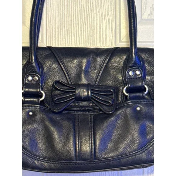 Xude London Black Soft Genuine Leather Shoulder Bag With Bow Leather - Picture 3 of 13